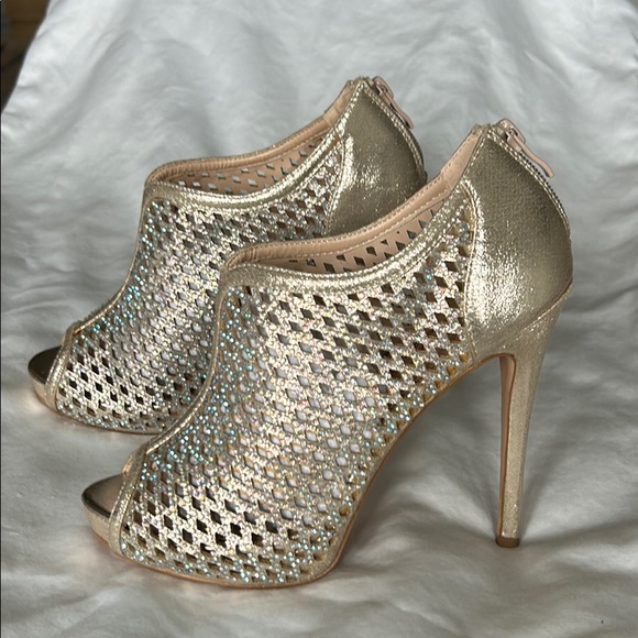 Lauren Lorraine Rose Gold Booties with Rhinestones - Picture 2 of 4